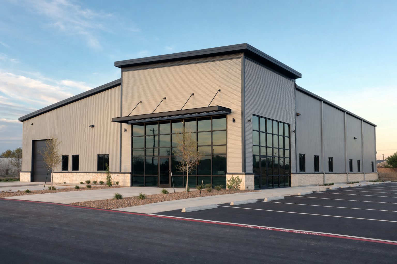 Completed commercial building exterior